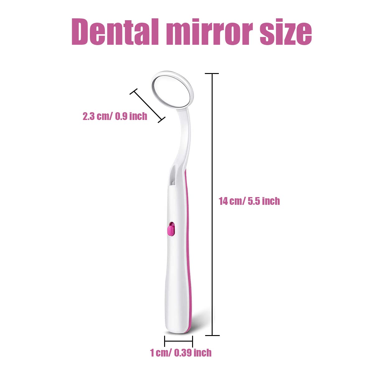 2 Pcs Dental Mirror with Light Tool LED Lighted Teeth Inspection Mirror Anti Fog Curve Angle Dentist Oral Care Tool (Red)