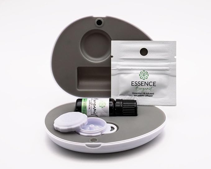 Essence Pearl Travel Case - Wearable Aromatherapy Kit with Nasal Diffuser Rings, Soaking Bay, and 5mL Essential Oil – Portable Wellness Gift Set for On?The?Go Self Care