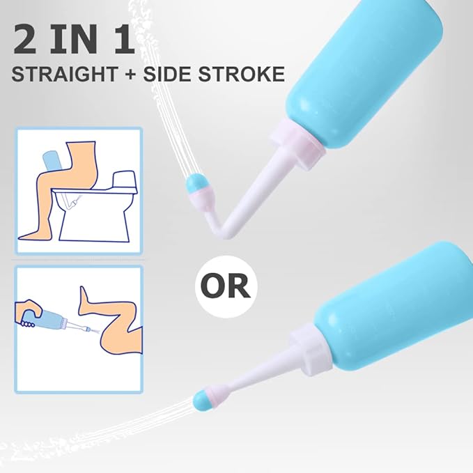 Peri Bottle - Postpartum and Perineal Care - 2 in 1 Portable Bidet - Portable Travel Bidet Sprayer for Women or Men- Handheld Jet Spray Bottle for Toilet (350ML, Green)