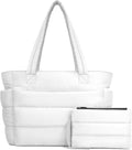 TOPDesign Puffer Tote Bag for Women, Lightweight Puffy Handbag with Compartments, Quilted Shoulder Bag for Work, Travel, Gym