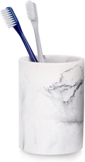ZCCZ Toothbrush Holder for Bathroom Marble Look, Electric Toothbrush and Toothpaste Organizer, Makeup Brushes Razor Stand, White Marble Design Cup for Countertop Storage and Bathroom Accessories
