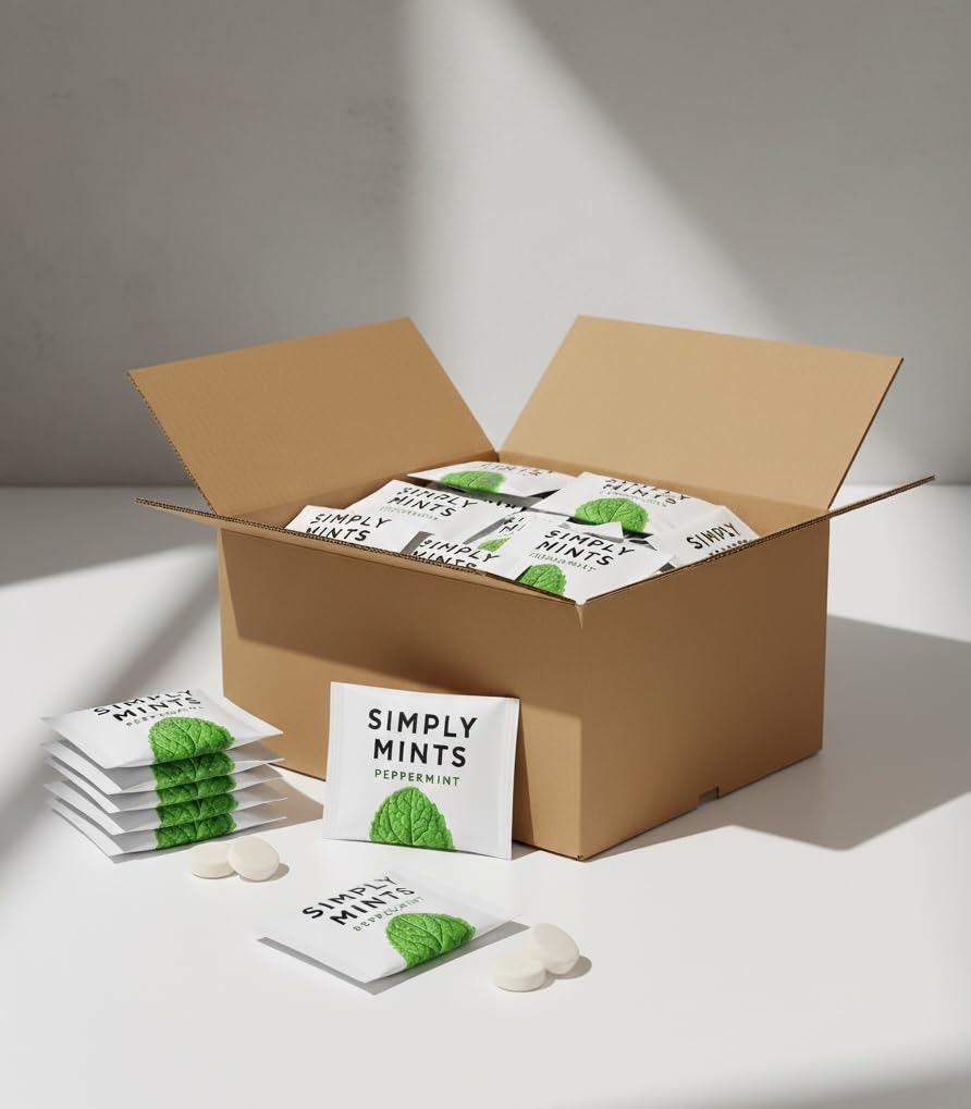 SIMPLY Peppermint Breath Mints, Individually Wrapped Breath Mints in Bulk, 500 Packets (2 per Packet), | Perfect for Office, School, Travel, Party Favors, Restaurants & Hospitality