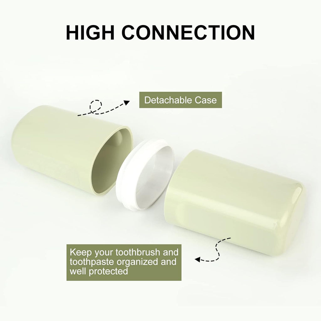 Surblue Travel Toothbrush Case Detachable Toothbrush Holder with Cover Portable Toothbrush Container for Vacation Camping Dorm Bathroom,Green
