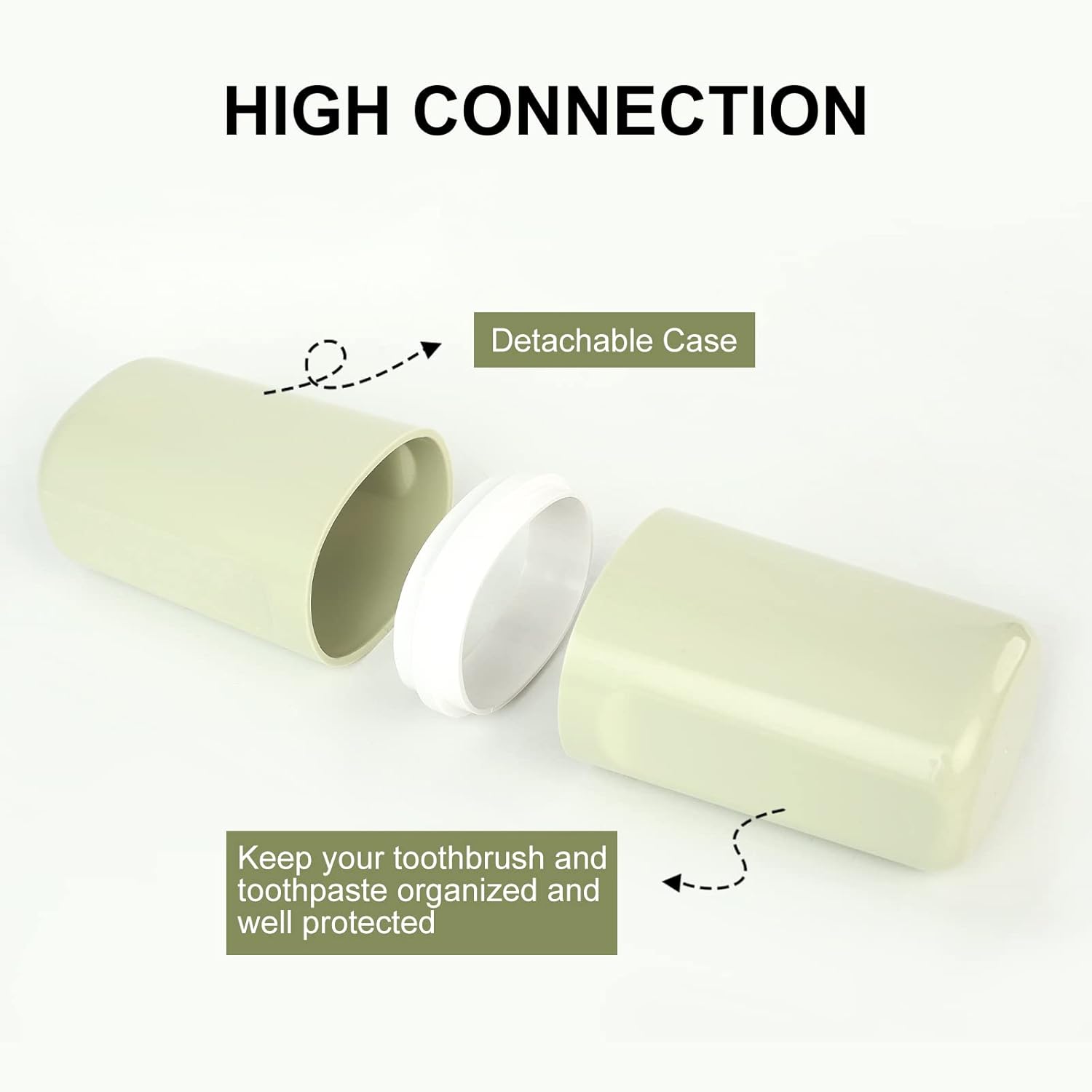 Surblue Travel Toothbrush Case Detachable Toothbrush Holder with Cover Portable Toothbrush Container for Vacation Camping Dorm Bathroom,Green