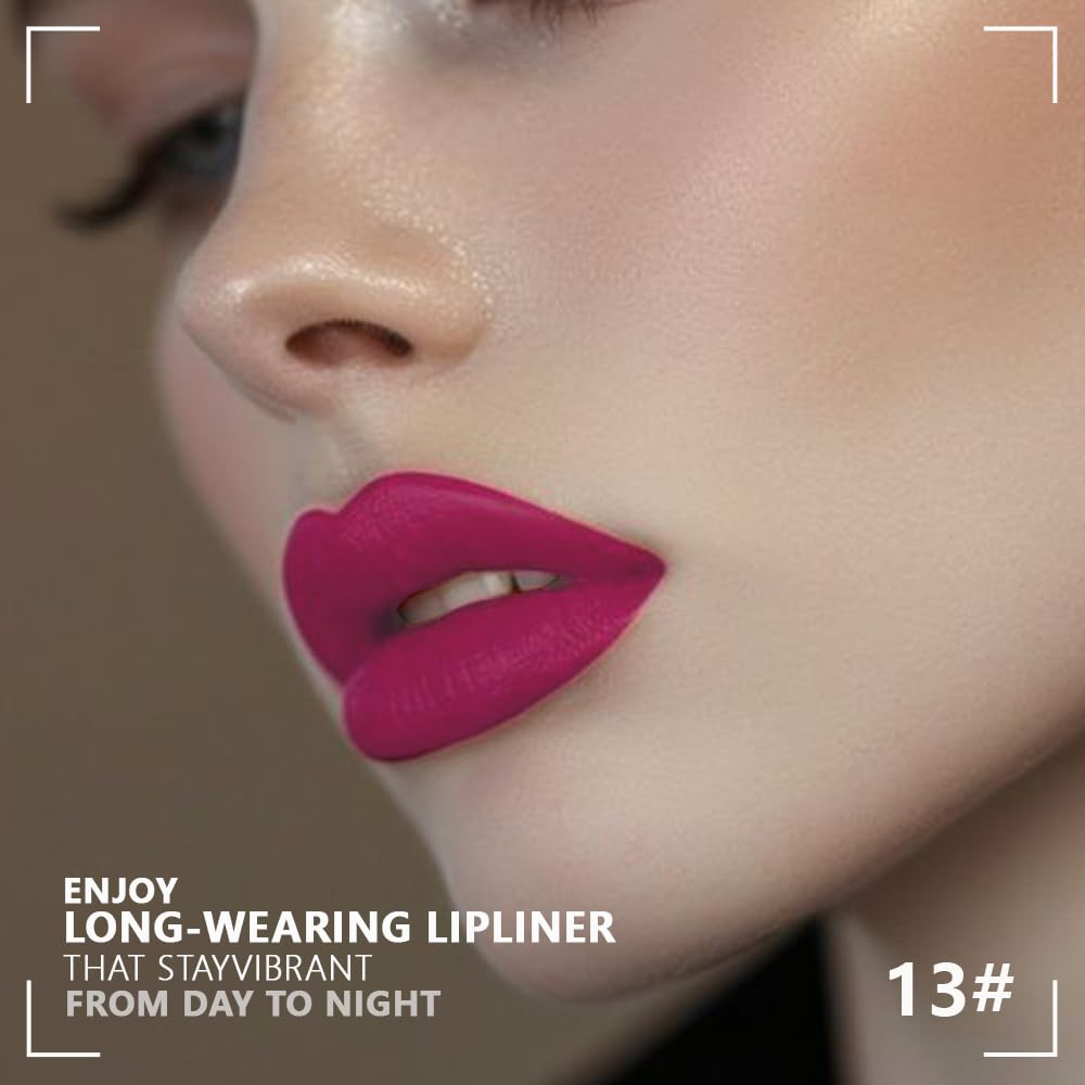 Matte Calligraphy Liquid Lip Liner Lipstick Pencil, Wine Red Long-Lasting Transfer-Proof Lip Stain Halloween Birthday Party Wear, Sheer Buildable Color, Fades to a Natural Wash of Colors