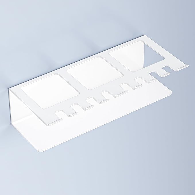 Electric Toothbrush Head Holders, Electric Toothbrush Holders Wall Mounted, Shower Electric Head Holder, Toothbrush and Toothpaste Holder, Adhesive Tooth Brushing Holder for Bathroom (White, Large)