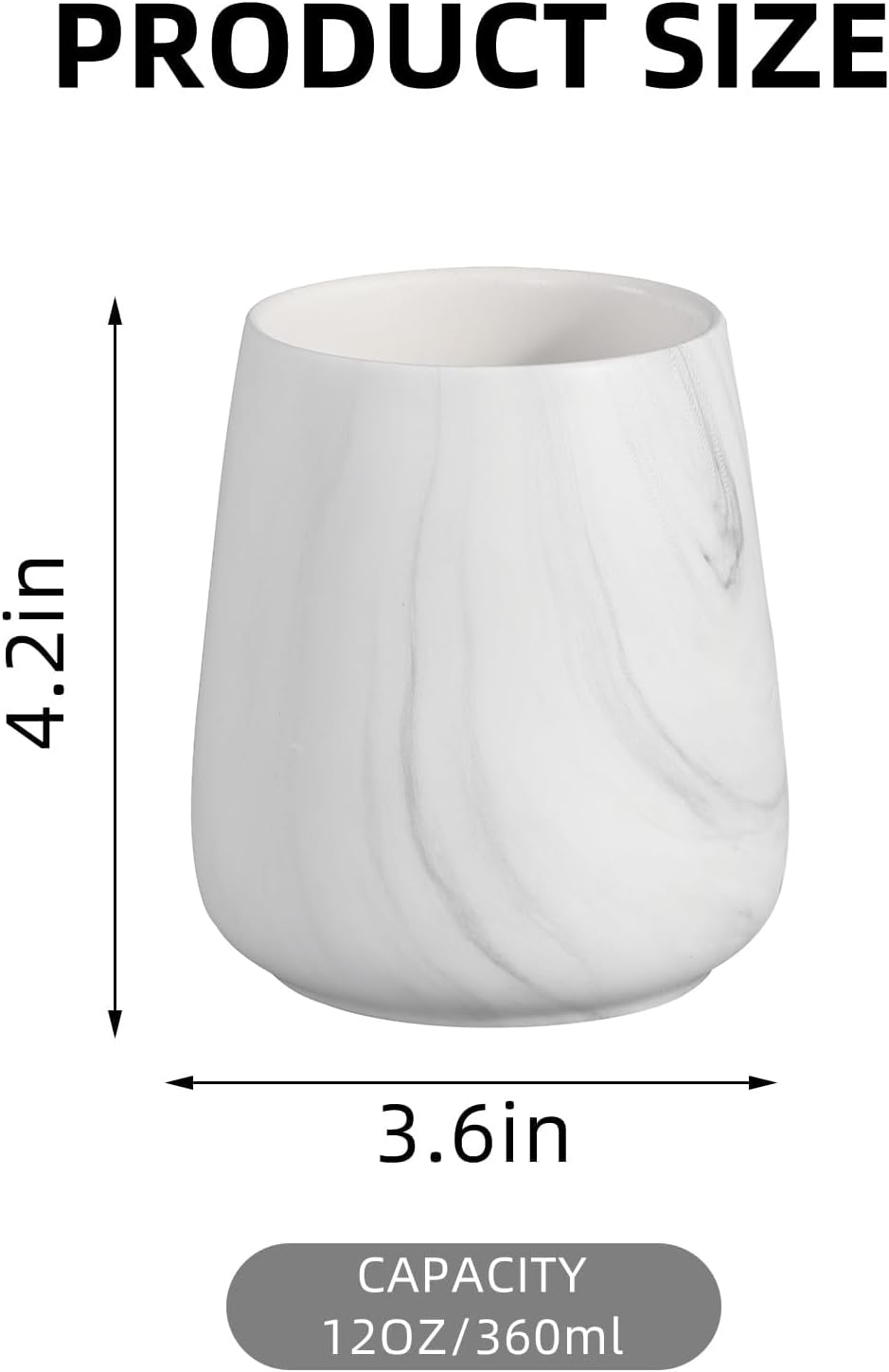 Marble White Toothbrush Holder for Bathroom - Ceramic Tooth Brushing Holders, Toothbrush Cup, Toothpaste Organizer for Bathroom Countertop, Makeup Brush Holder, Pen Holder for Home Desktop Storage