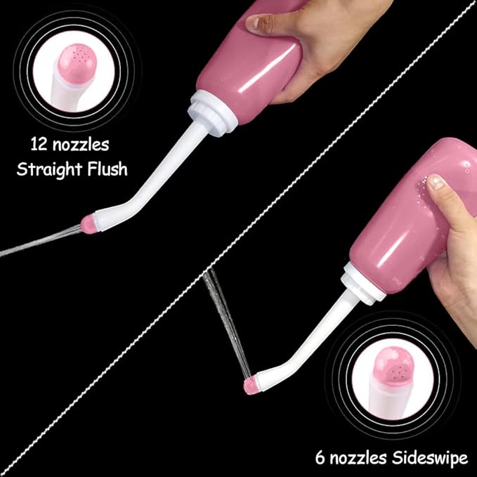 Handheld Personal Bidet Bottle, Bottle for Gentle Postpartum Care and Cleansing, Feminine Care， Personal Perineum Cleansing, 500Ml Portable Bidet Travel Bidet（Pink）, Resistant to 100ºC,Bonus Bag