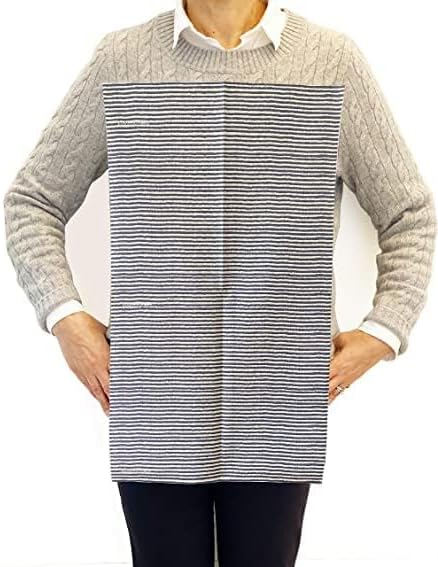 Disposable Bibs for Adults, Kids & Seniors | Adhesive Tab Napkins for Eating, Personal Use, Travel & Commuting | Spill Absorbent, Stain/Liquid Repellent | Blue Ticking 4 Count