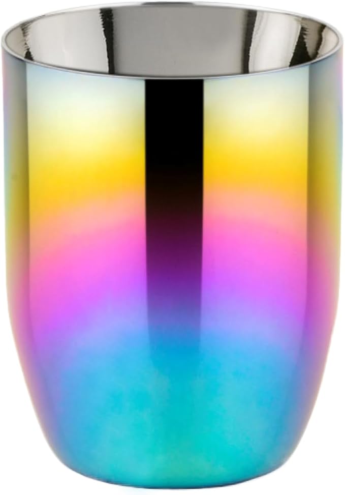 Ahimsa Stainless Steel Kids Cup, Pediatrician Designed, Colorful Toddler Cups for Open Cup Training, 8oz, 100% BPA Free & Dishwasher Safe, Single Rainbow