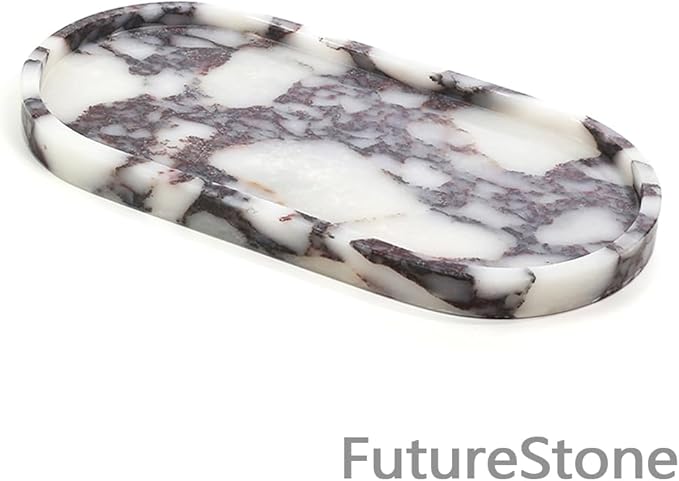 100% Natural Luxury Calaccata Viola Marble Small Hand Towel Tray Holder Organizer, Makeup Bathroom Holder