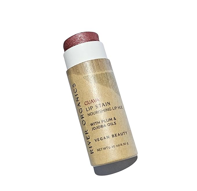 Organic Lip Stain, Zero-Waste Vegan Lip Stain in Fig, Pomegranate or Guava .30 oz / 8.45 g Long Lasting, Toxic Free, (Guava)