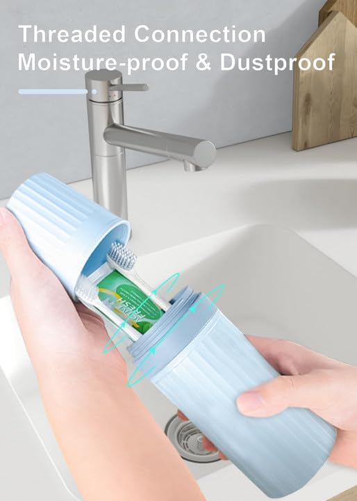 Toothbrush Travel Case, Blue Travel Toothbrush Cup Holder for Toothbrush and Toothpaste, Portable Travel Toothbrush Container for Traveling Camping Business School