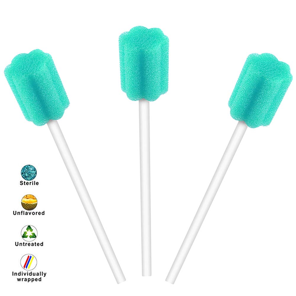 Wellgler's Disposable Oral Care Swabs, Sterile Sponge Mouth Swabs (250pcs, Sky Blue)