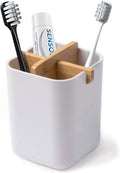 Aoheuo Bamboo-Toothbrush Holders-Multifunctional-Electric Toothbrush-Storage Box-Natural Tough-Toothpaste-Holder Suitable for Bathroom Countertops, Sink, etc.