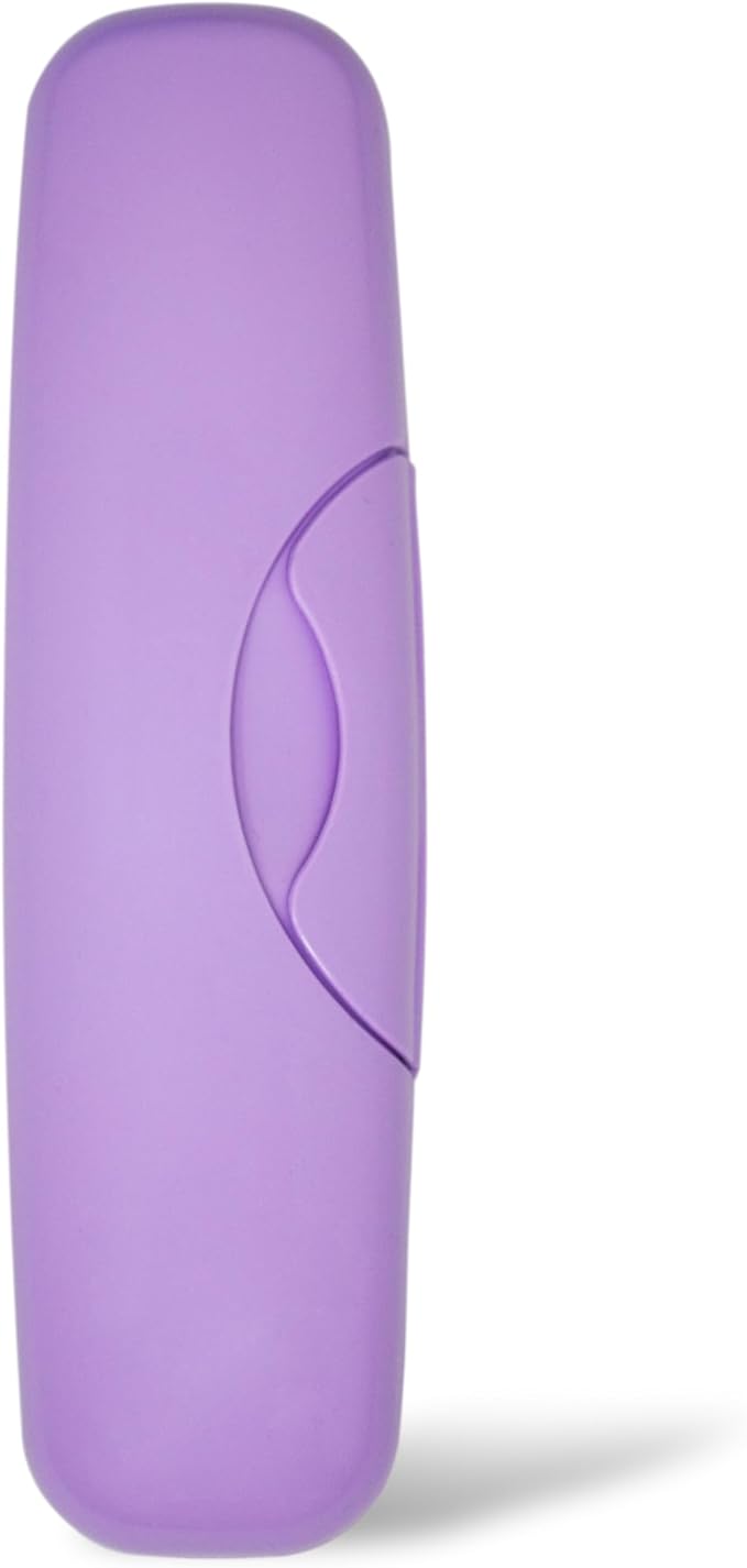 RADIUS Toothbrush with Replaceable Big Brush Head BPA Free ADA Accepted - Left Hand - Pastel Lavender Brush with Pastel Lavender Case