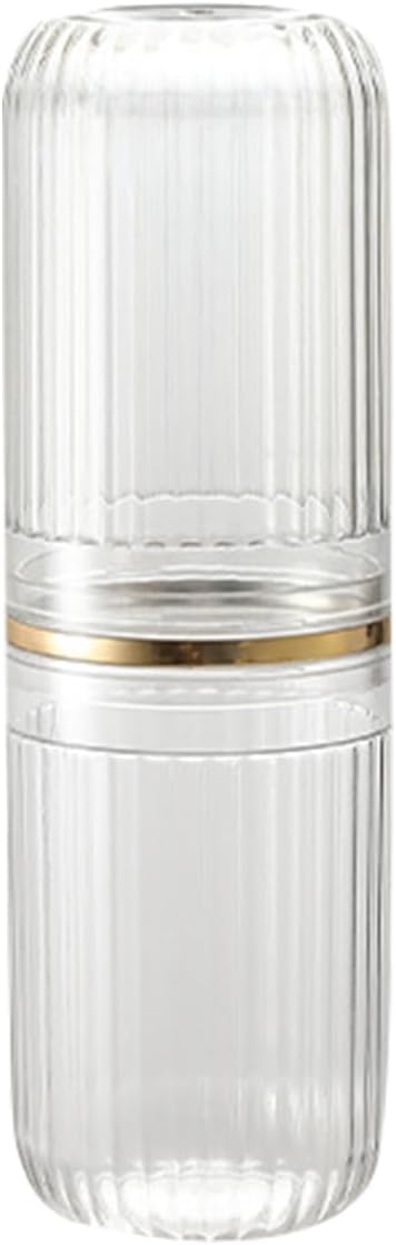 Travel Toothbrush Cup Case, Toothbrush Travel Container Portable Travel Toothbrush Holder Toothpaste Storage for School Camping Business Trip Bathroom (White,Gold)