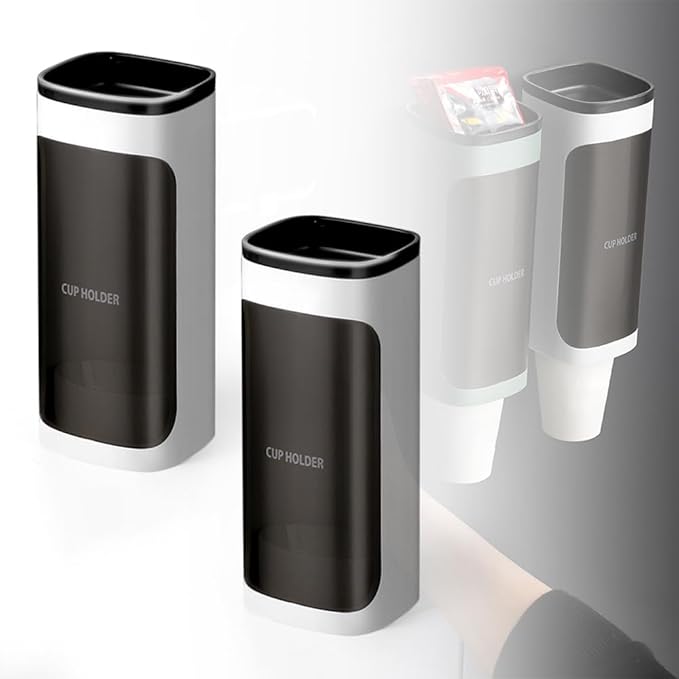 2 Pcs Cup Dispenser Wall Mounted, Bathroom Cup Dispenser Holder for 3oz-9.5oz Disposable Paper and Plastic Cups, Water Cooler Cup Dispenser with Adhesive Plate (Single White)