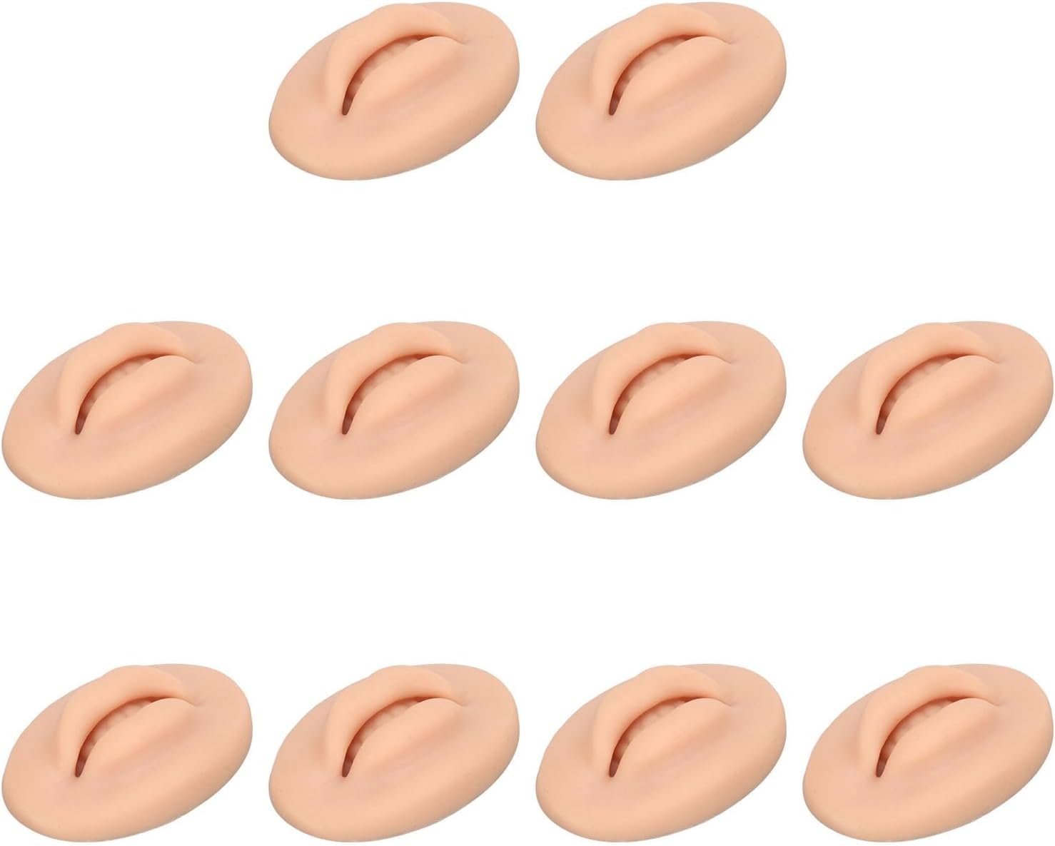 10pcs Practice Lips, Silicone Model Soft and Elastic Silicone Lips Fake Lips with Teeth Shape, Compact Size for Permanent Makeup Training (Dark)