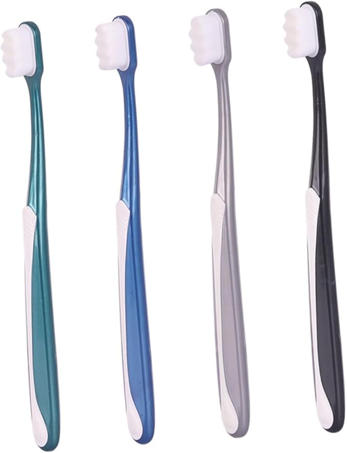 TOYANDONA 4pcs Adult Soft Bristle Toothbrushes Large Head Ergonomic Handle Nano Fur Design for Sensitive Teeth and Daily Oral Care Random Colors Random Color
