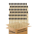 Bamboo Toothbrush Prepasted Disposable Toothbrsuh Soft Bristles Prepasted Toothbrush,Disposable Toothbrsuh (72 Black)