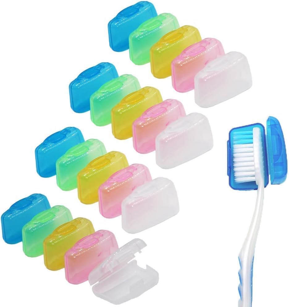 40 Pack Travel Toothbrush Head Covers, Toothbrush Protector Cap Brush Protective Portable Plastic Clip for Household,Travel, Camping, Bathroom, School, Business