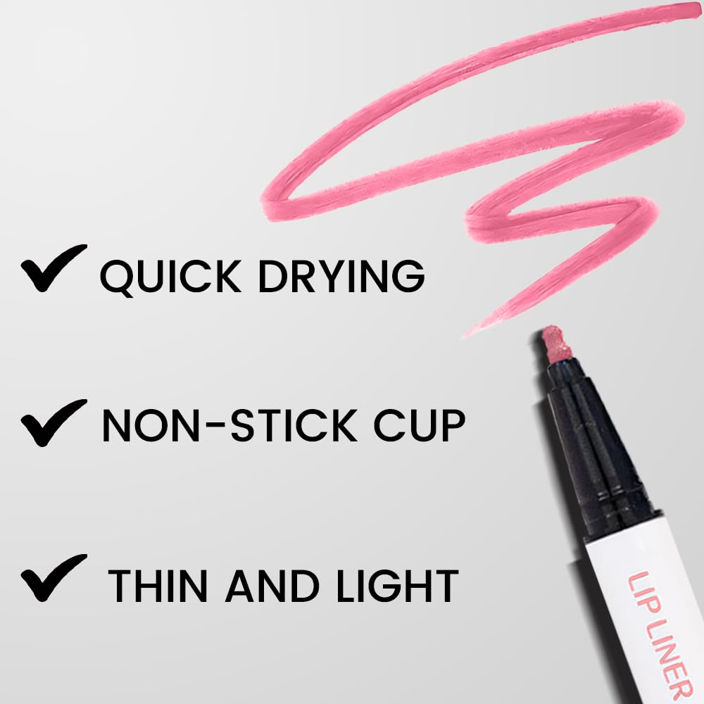 Kaely Warm Pink Longwear Liquid Lip Liner Waterproof, 24 Hour Long Lasting Lip Liner Stain Marker Pen, 2-in-1 Matte Semi Permanent Lipliner & Lipstick, Vegan & Cruelty-Free, 13