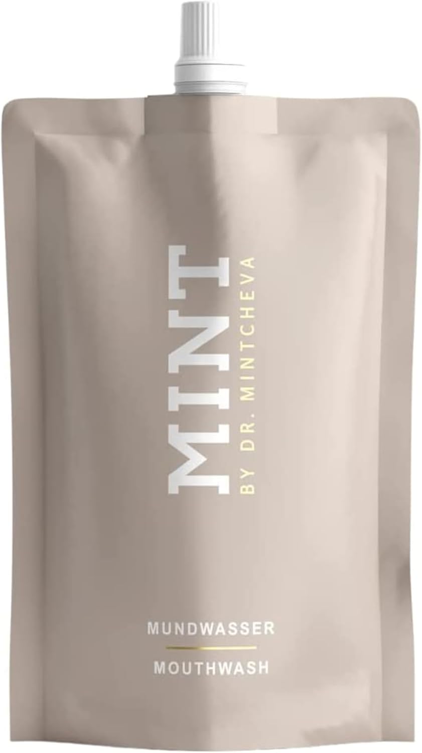 Mint Mouthwash Refill (6.76 fl oz) – Whitening & Gum Care with Hydrogen Peroxide 0,1% – Alcohol-Free – Melon Flavor – Enriched with Vitamin B12, Peppermint Oil & Cucumber Extract – Vegan