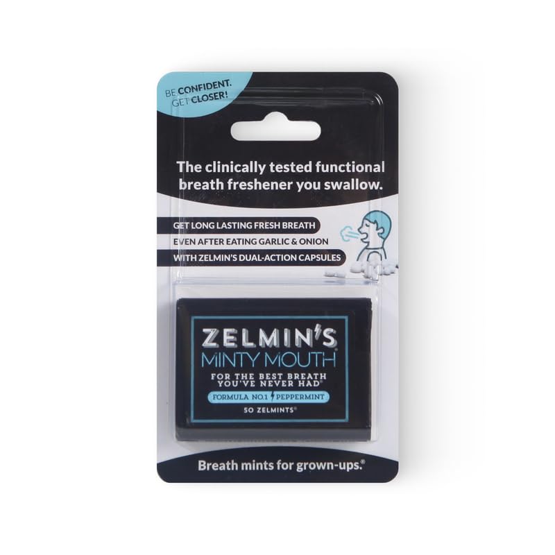 Zelmin's Minty Mouth Breath Freshener - (1 Pack) Long Lasting Bad Breath Treatment for Adults, Instant Freshness Helps with Dry Mouth, Natural Breath Mints for Travel, Alcohol-Free, Keto, Gluten-Free