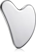 Nuanchu Stainless Steel Gua Sha Facial Tools Metal Guasha Tool for Face Body Jawline Shaper, Double Chin Reducer, Puffiness Reducing, Lymphatic Drainage Massager Skin Care Gift with Pouch(Silver)