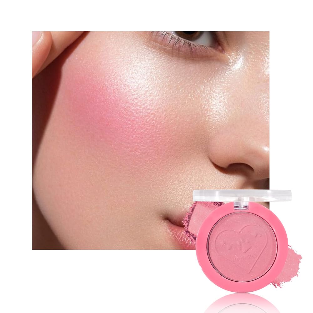 Matte Blush Powder for Cheeks, Cruelty Free Makeup – Long Lasting Natural Face Blusher Makeup, Lightweight Blendable Cheek Color Palette for Women All Skin Tones - #04 Vivid Pink
