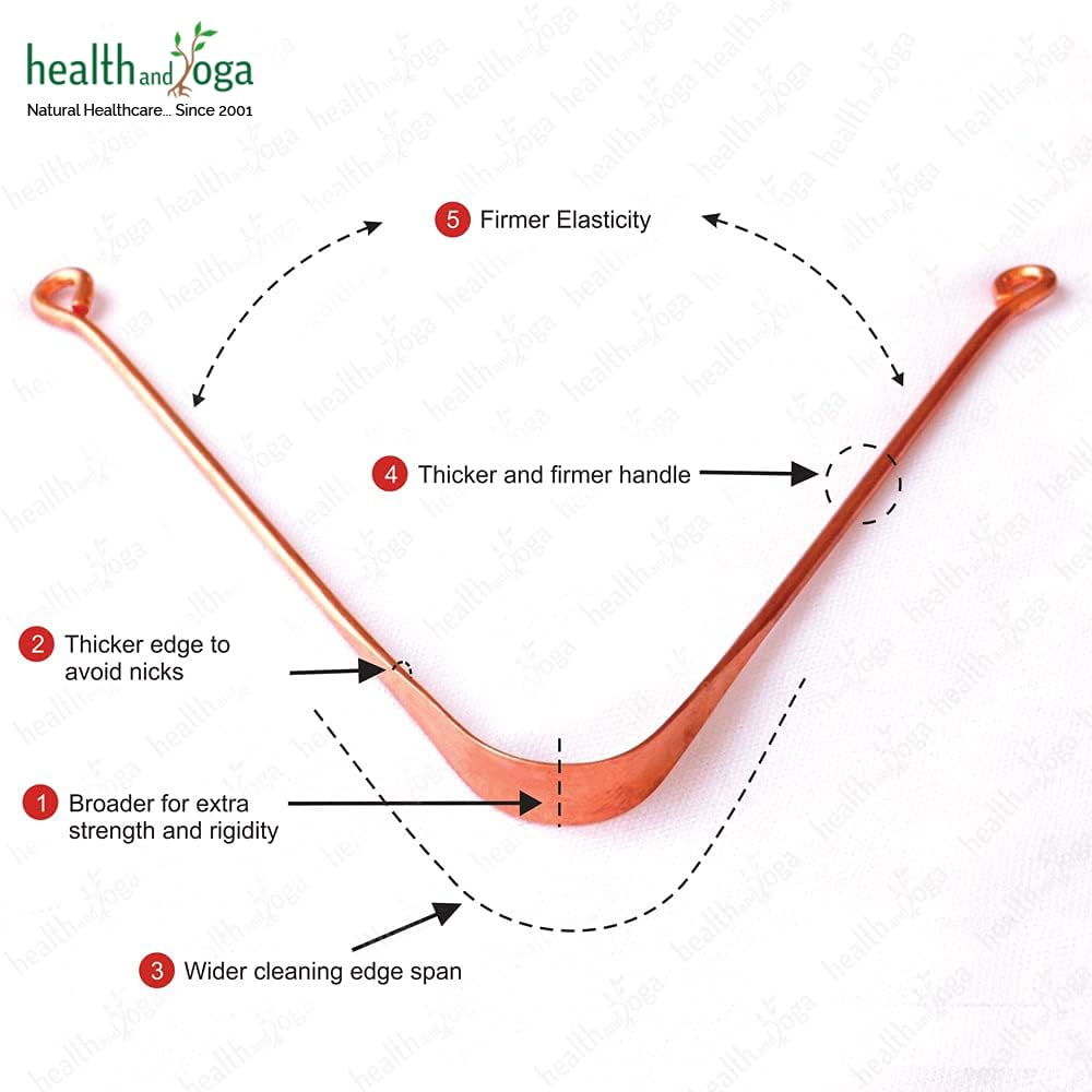 HealthAndYoga™ qSwipe Lite Copper Tongue Cleaners (Pack of 12) – Prevents Bad breath, Improves taste- Flexible, Curved ends provide good grip – Complete Oral Care/Hygiene for Travel/Office/Home