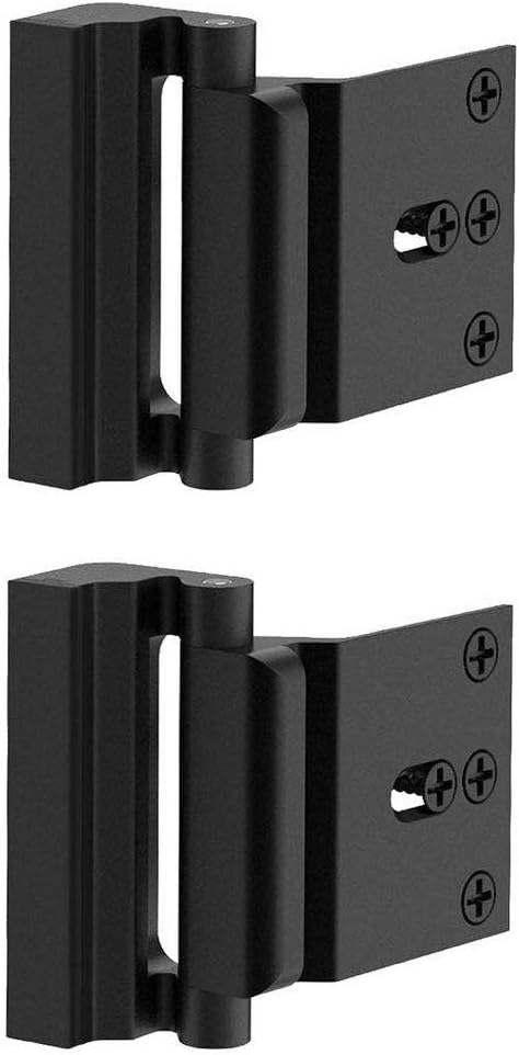 2 Pack Door Reinforcement Locks with 8 Screws, Home Security Door Lock for Toddler, Childproof Door Lock Night Lock Withstand 800 Lbs (Black)