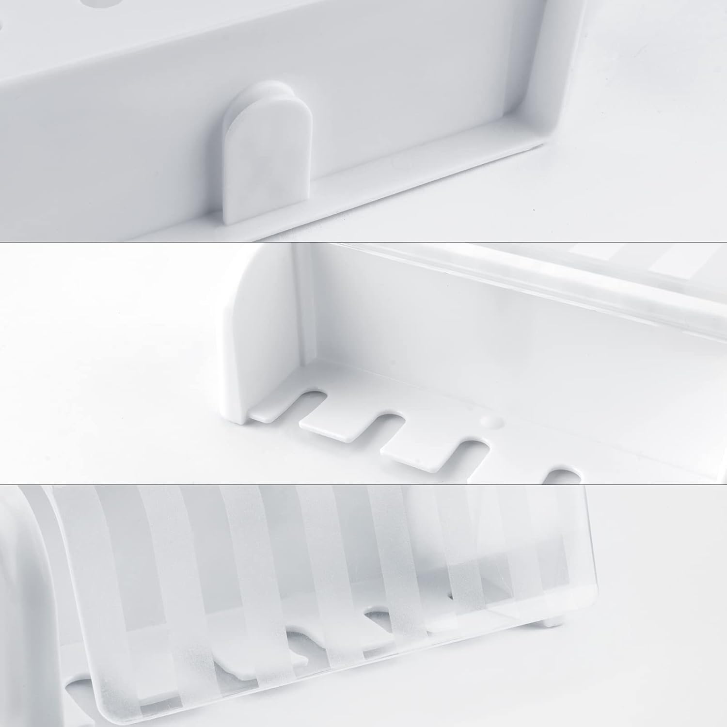 2 Pack 5 Slots Wall Mount Toothbrush Holder with Cover, Self Adhesive Toothbrush Storage Organizer for Shower, Toothbrush Hanger for Bathroom, Medicine Cabinet, Dorm