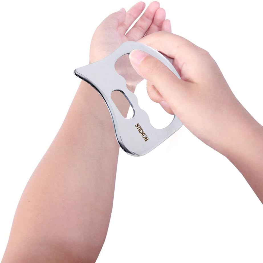 STICKON Stainless Steel Gua Sha Scraping Massage Tool Set IASTM Tools Great Soft Tissue Mobilization Tool (O Shape)