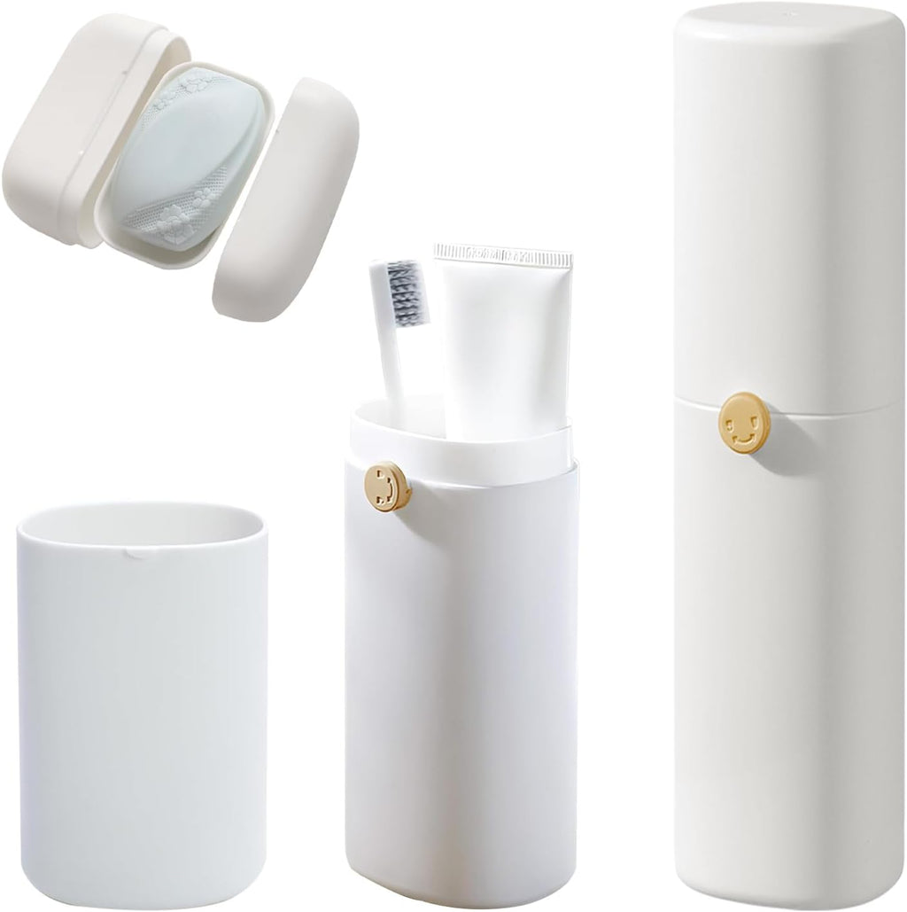 Toothbrush Travel Case with Airflow Holes, Comes with Travel Essentials Soap Holder,Multi-Function Portable Toothbrush Cover，Large Capacity, Travel Toothbrush Holder for Trips, Gym, Camping