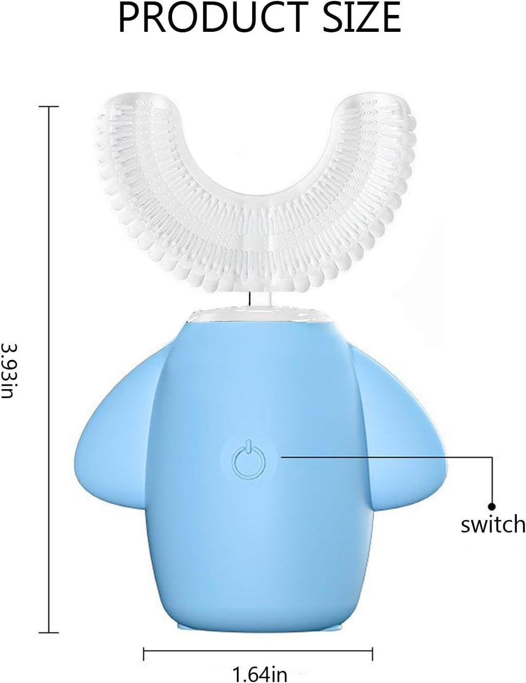 SNOWROSE Kids Electric Toothbrush U-Shaped Ultrasonic IPX7 Waterproof Design with 2 Brush Head 3 Modes, 360° Full Mouth Cleaning Automatic Children Toothbrush for 2-12 Years Old (Blue, 2-12 Age)