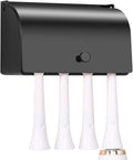 4-Slot Stainless Steel Toothbrush Holder with Cover - Wall Mounted, Dustproof, Self-Adhesive, Rustproof Bathroom Organizer for Toothbrush Storage (Black)