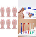 Standing Tooth Brush Cover Cap Stand, 2023 New Portable Travel Toothbrush Head Cover Protector, Premium Cute Fish Shape Silicone Suction Cup Toothbrush Holder for Shower(Pink-6PCS)