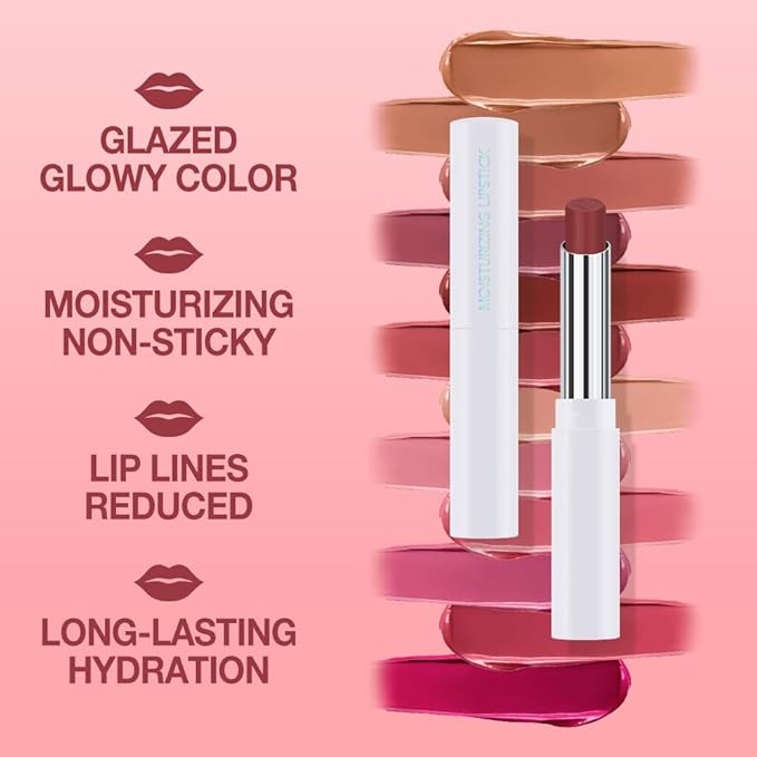 Tinted Lip Balm Moisturizing Lipstick, Reddish Brown Hydrating Lipstick for Women, 24 Hour Long Lasting Moisturization Lip Gloss Stain Makeup, Lightweight Non Greasy Moisturizer Lips, 06