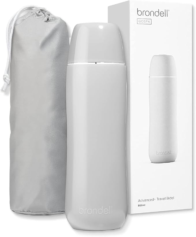 Brondell GoSpa Advanced Portable Bidet for Travel–Pop-Up Nozzle System –High-QualityCompact Bidet with Discreet Travel Bag for Convenient Storage–500mL, Gray