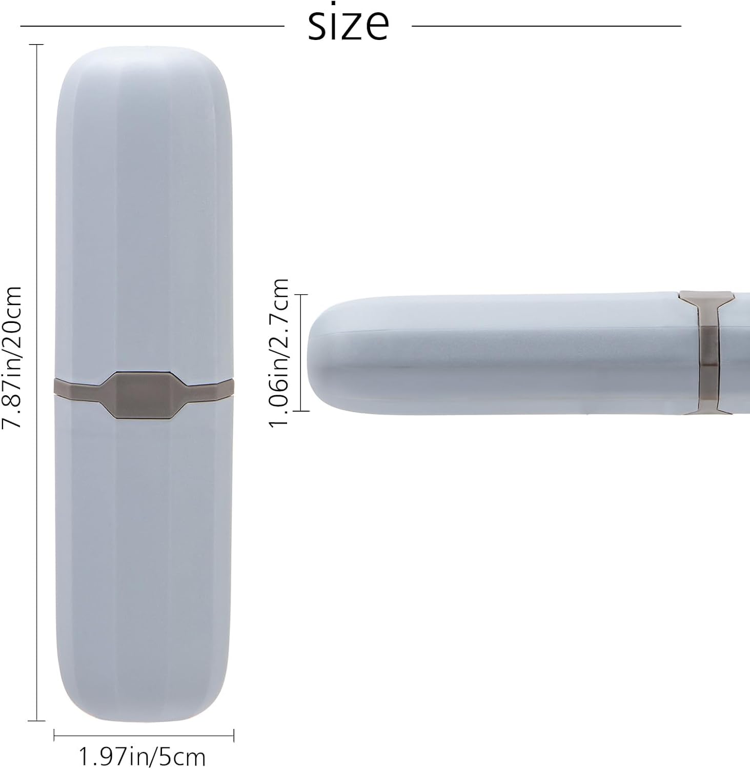 Yeeco Toothbrush Case 2 Packs, Toothbrush Travel Case, Plastic Toothbrush Holder Travel, 7.9”×2.1”×1.2” Portable Toothbrush Case for Traveling,Grey Blue