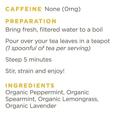 Golden Moon Tea Organic Mint Medley Herbal Tea - Caffeine Free - Loose Leaf, Non GMO - Travel Tin (20 Servings)