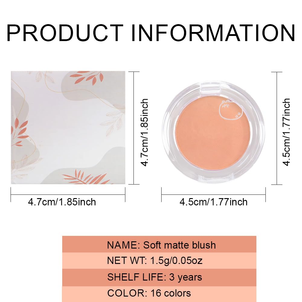 Matte Powder Blush for Cheeks – Long Lasting Natural Face Blusher Makeup, Lightweight Blendable Cheek Color for Women, Vegan & Cruelty-Free – #13 Nude