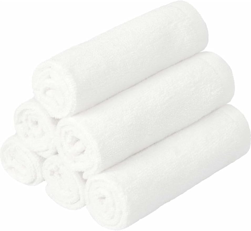 Baby Washcloths, Made from 100% Viscose from Bamboo - Ultra Soft Absorbent Newborn Bath Face and Body Towels - Reusable Baby Wipes for Delicate Skin, Make-Up Remover 10" x 10" - 6 Pack, White