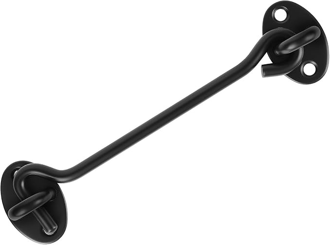 6" Black Stainless Steel Gate Latch, Barn Door Lock with Screws, Privacy Hook for Inside Door, Fence, Window, 2 PCS