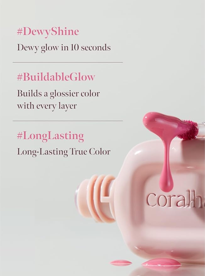 Dew Drop Tint #207 Flame 4.5g, Glossy, Lightweight Lip Stain, Glass-Like, High Shine, Moisturizing Lip Oil, Long Lasting Color, Hydrating Gloss, Dewy Finish, Korean Beauty Makeup