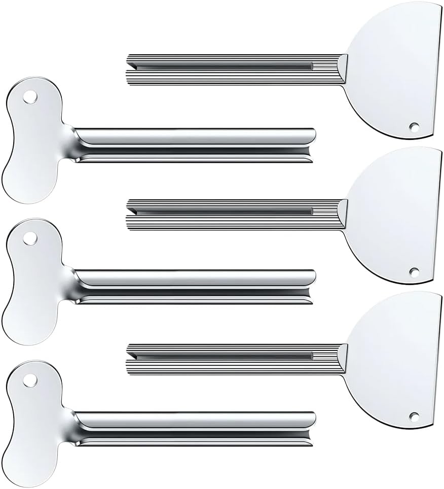 Toothpaste Squeezer, Metal Tube Squeezer Key Stainless Steel Toothpaste Roller Tube Wringer for Paint, Cream, Cosmetic and Hair Dye (6 PCS)