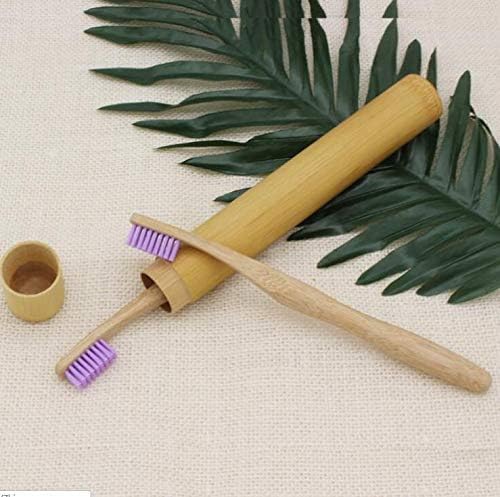 vipolish 2 Pcs Eco-friendly Healthy Natural Bamboo Toothbrush Storage Empty Portable Reusable Toothbrush Container Holder Personal Cleaning Tools Case Tube for Travel Trip