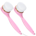 2 Pack Soft Bristle Facial Cleansing Brush for Deep Pore Cleaning, Face Exfoliating Scrub Brush for Face Cleansing Skincare Massaging,Pink